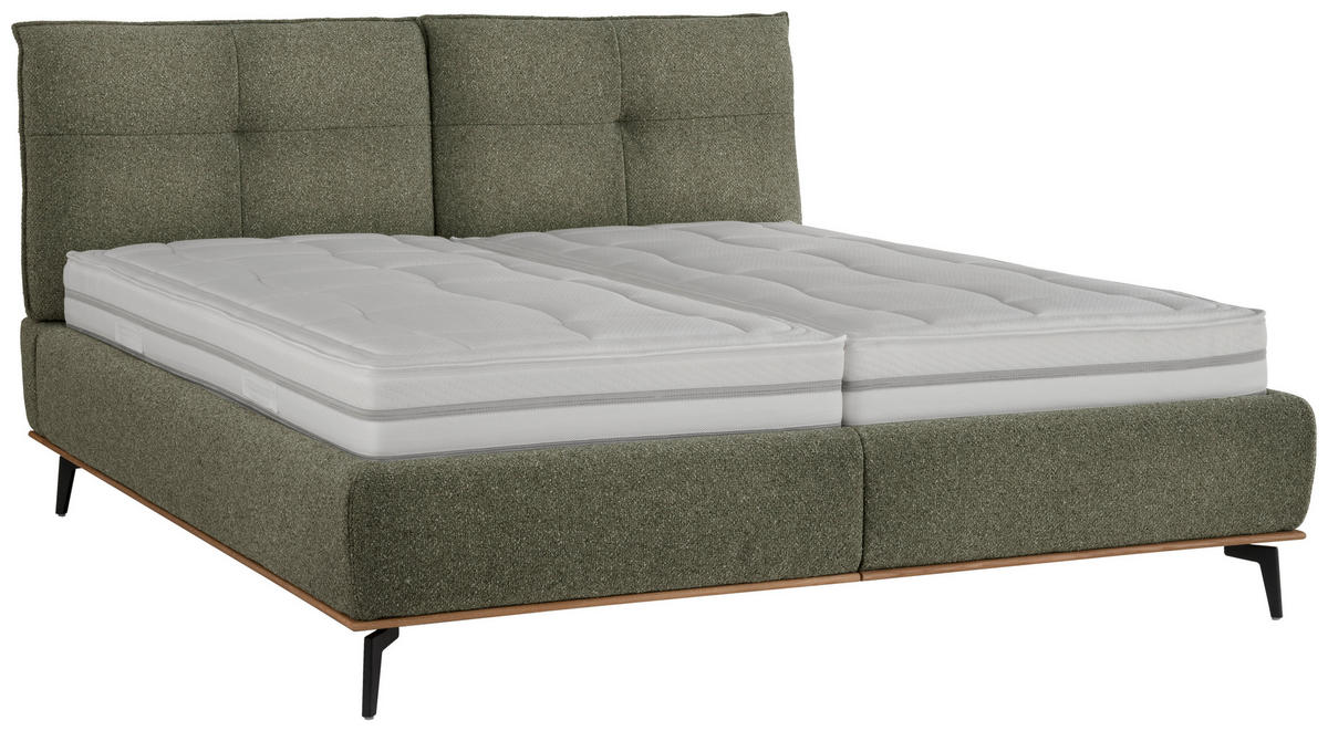 POLSTERBETT 180/200 cm  in Olivgrün  - Weiss/Creme, Design, Holz/Holzwerkstoff (180/200cm) - Beldomo - Sleep