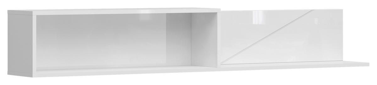 NÁSTĚNNÁ POLICE, bílá, vysoce lesklá bílá, 156/25/22 cm - bílá/vysoce lesklá bílá, Design, kompozitní dřevo (156/25/22cm)