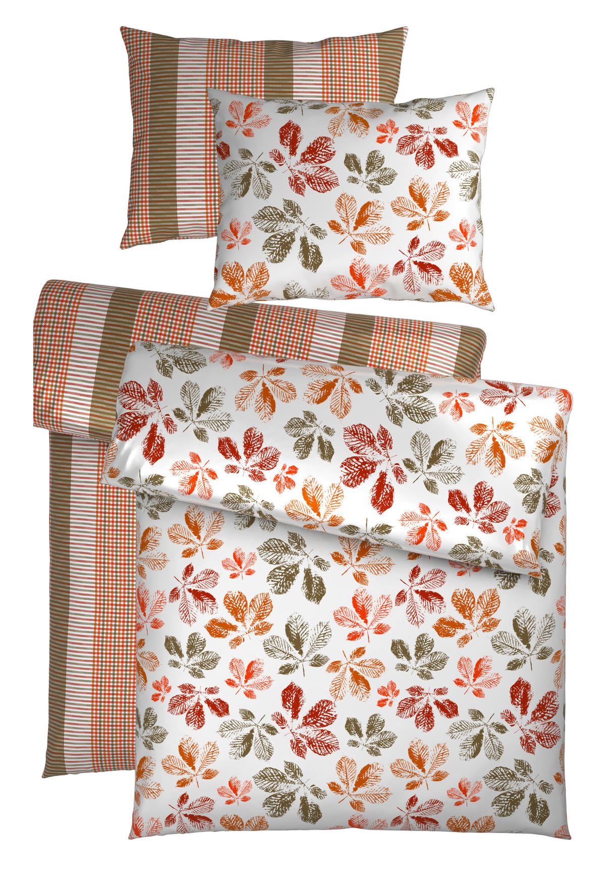 POVLEČENÍ, satén, zelená, oranžová, bílá, červenohnědá, 140/200 cm - oranžová/bílá, Design, textil (140/200cm) - Esposa