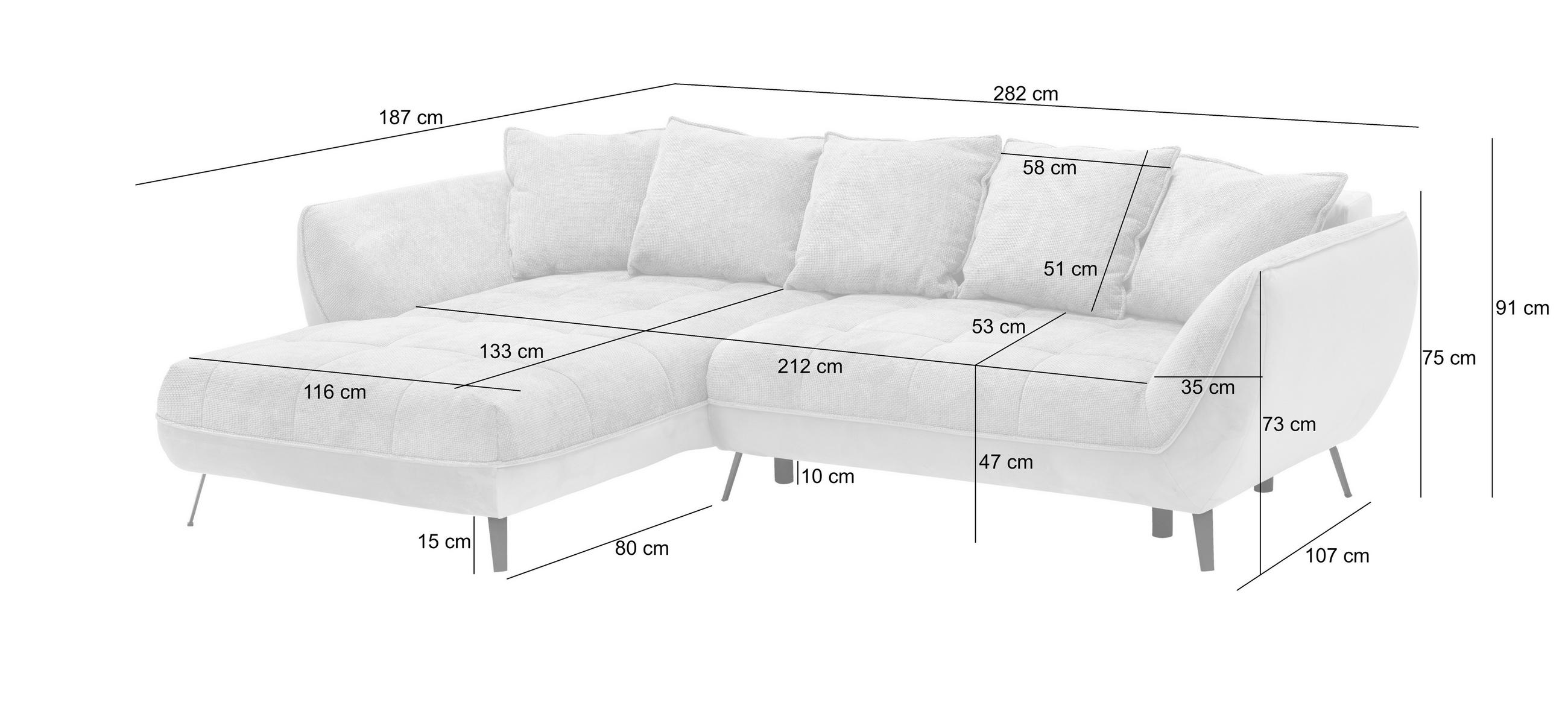 Thumbnail - Livetastic Ecksofa Midway, Graphit, Grau, Textil, 3-Sitzer, Füllung: Schaumstoff, Schaumstoffflocken, L-Form, Ottomane l...
