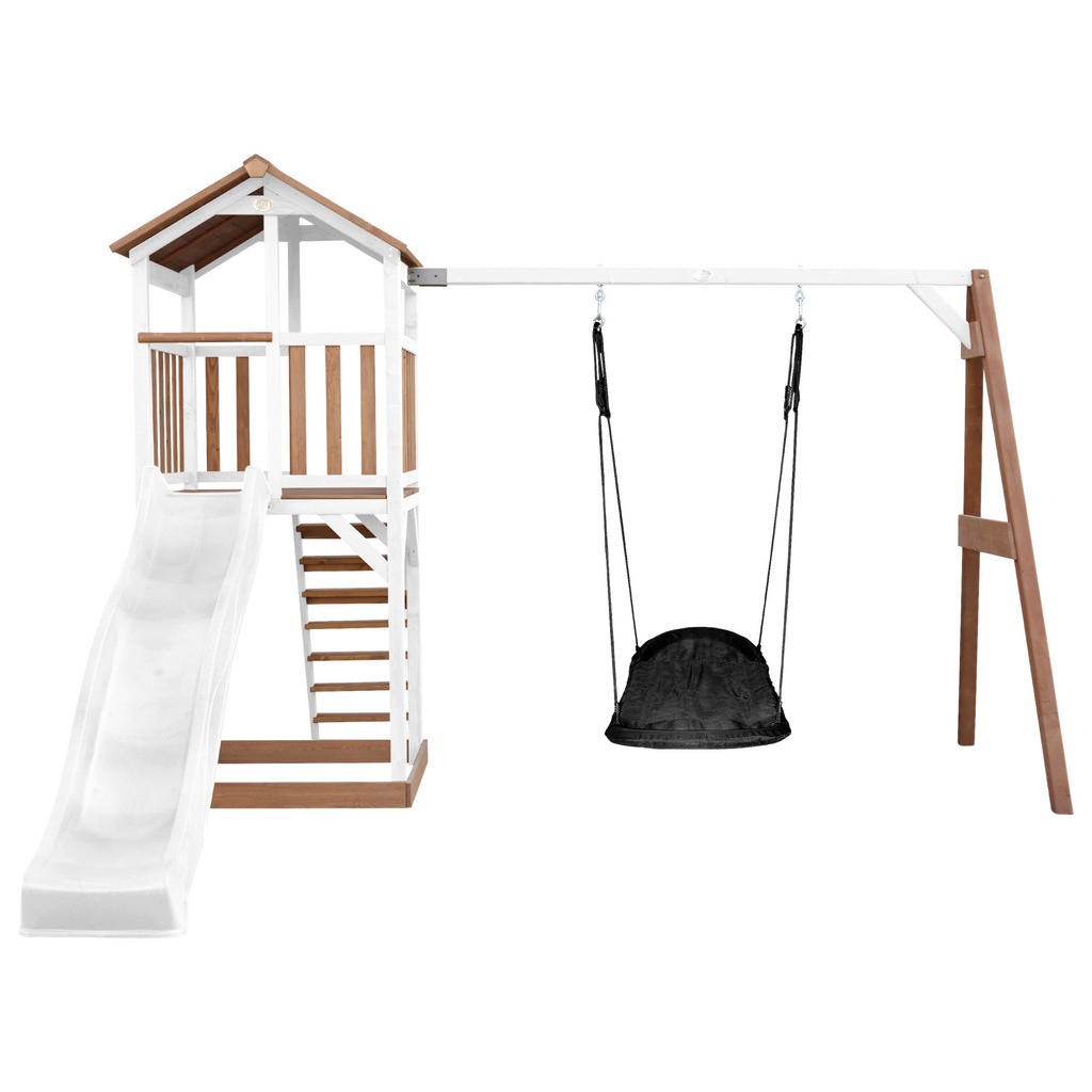 Thumbnail - Ambia Garden Spielturm, Braun, Schwarz, Weiß, Holz, Kunststoff, 356.6x241.9x349 cm, EN 71, CE, FSC 100%, Outdoor Spielze...