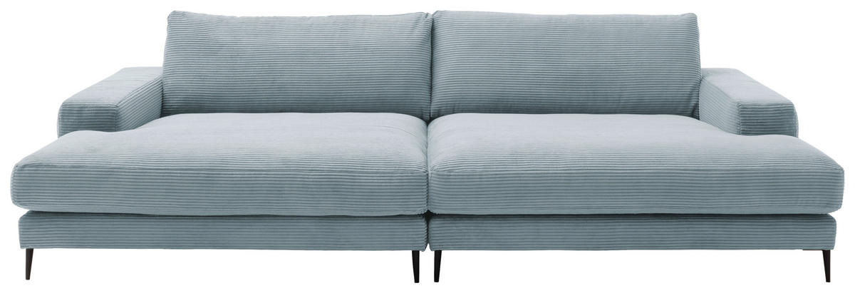BIGSOFA in Cord Hellblau  - Schwarz/Hellblau, Design, Textil/Metall (296/83/177cm) - Dieter Knoll