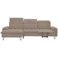 ECKSOFA in Flachgewebe Braun  - Schwarz/Braun, LIFESTYLE, Textil/Metall (180/310cm) - Valnatura