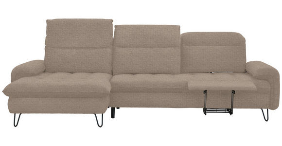 ECKSOFA in Flachgewebe Braun  - Schwarz/Braun, LIFESTYLE, Textil/Metall (180/310cm) - Valnatura