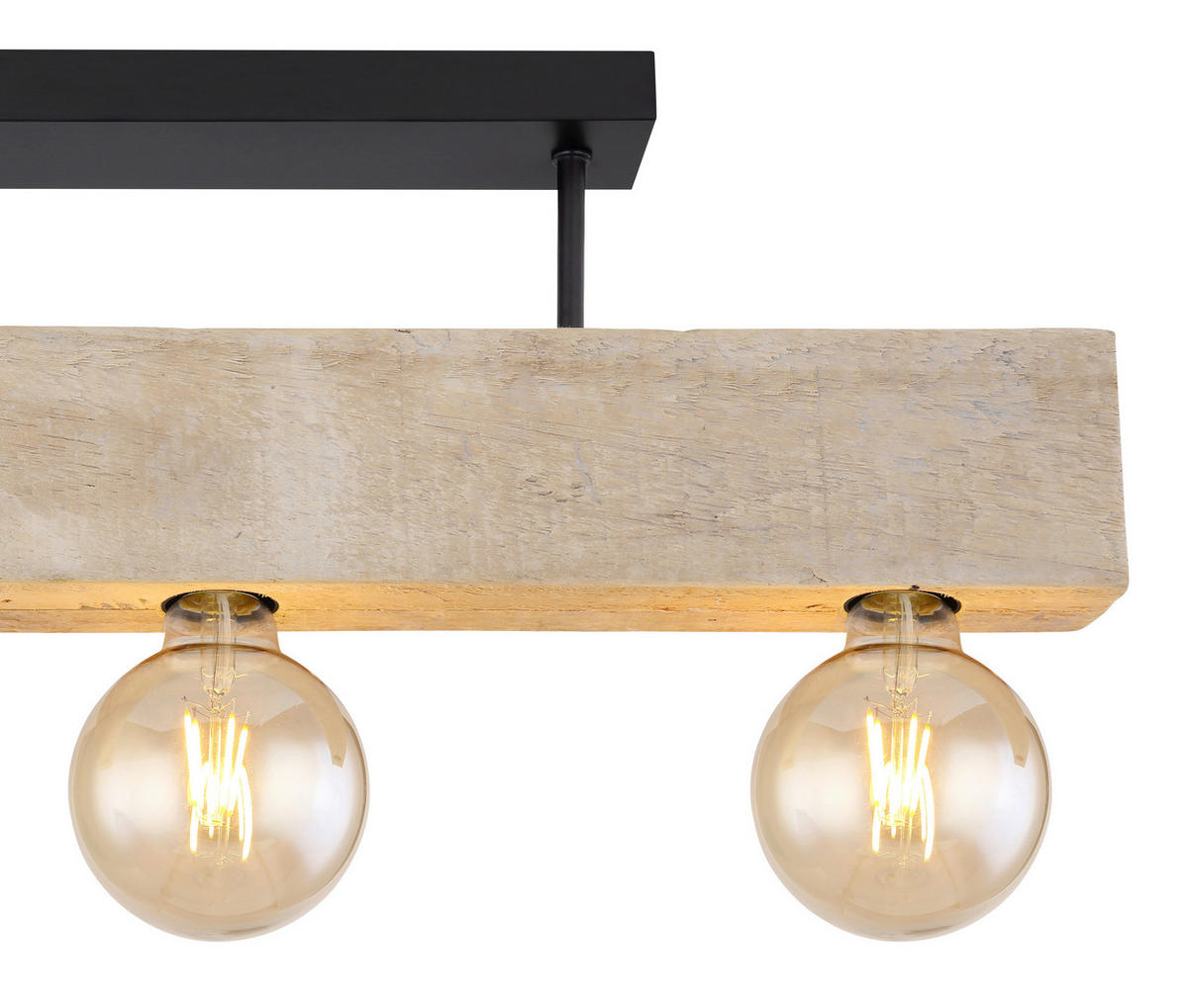 DECKENLEUCHTE    60/6/19 cm  - Dunkelbraun/Schwarz, Natur, Holz/Metall (60/6/19cm) - Globo