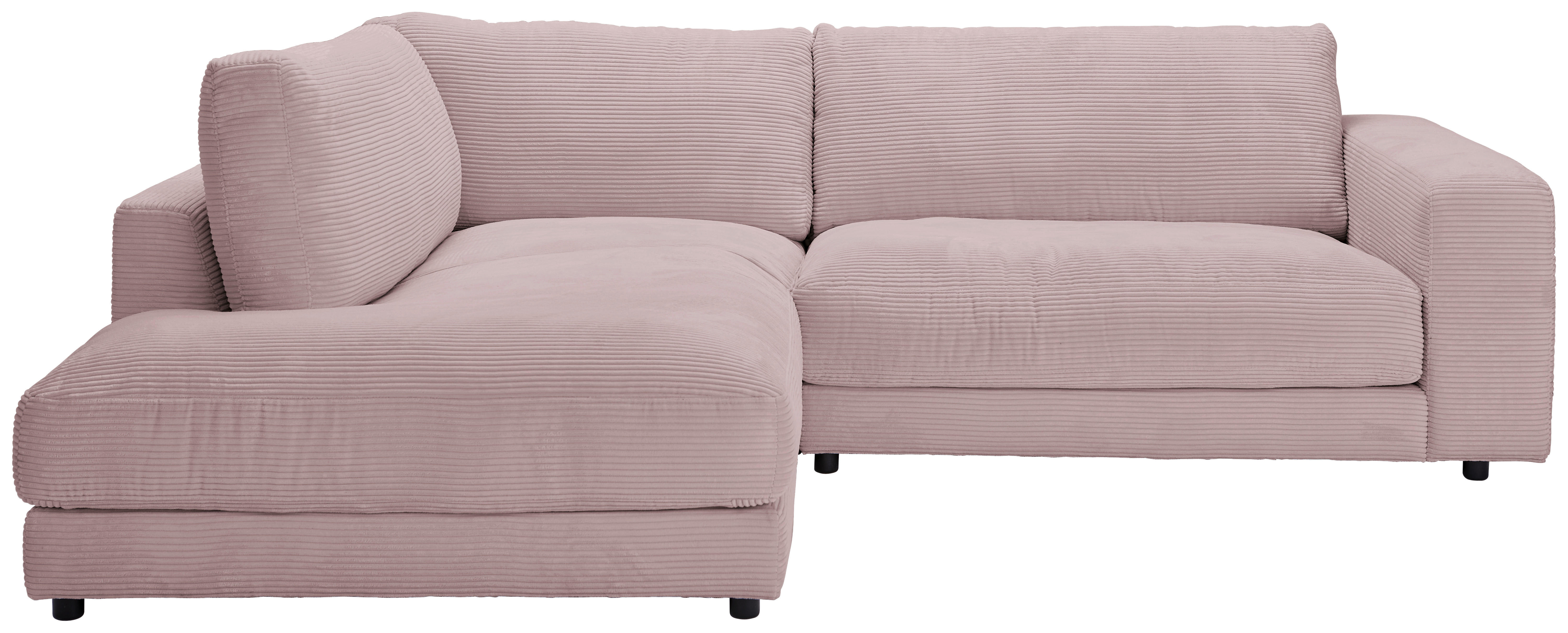 ECKSOFA in Cord Rosa  224/265 cm  - Schwarz/Rosa, Design, Kunststoff/Textil (224/265cm) - Hom`in