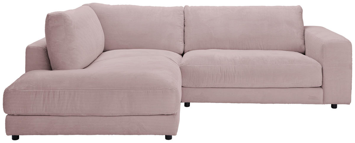 ECKSOFA Rosa Cord  - Schwarz/Rosa, Design, Kunststoff/Textil (224/265cm) - Hom`in