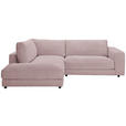 ECKSOFA in Cord Rosa  - Schwarz/Rosa, Design, Kunststoff/Textil (224/265cm) - Hom`in