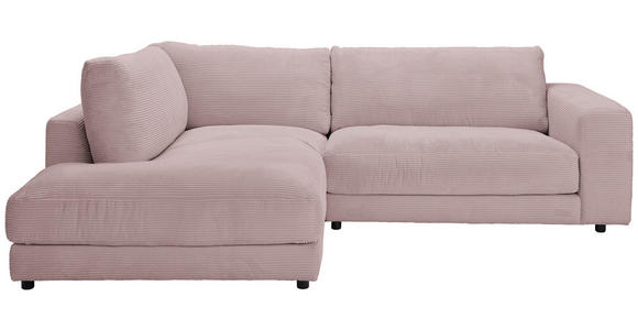 ECKSOFA in Cord Rosa  - Schwarz/Rosa, Design, Kunststoff/Textil (224/265cm) - Hom`in