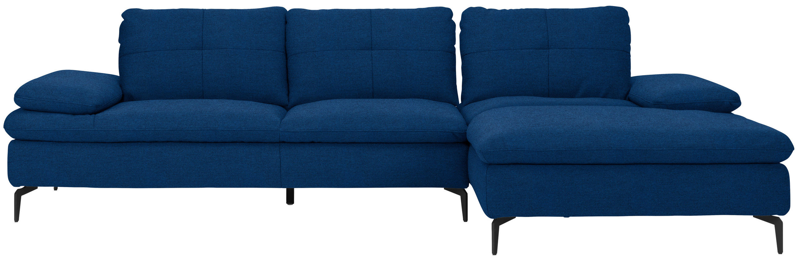 ECKSOFA in Webstoff Blau  - Blau/Schwarz, Design, Textil/Metall (301/179cm) - Chilliano