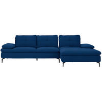 ECKSOFA in Webstoff Blau  - Blau/Schwarz, Design, Textil/Metall (301/179cm) - Chilliano