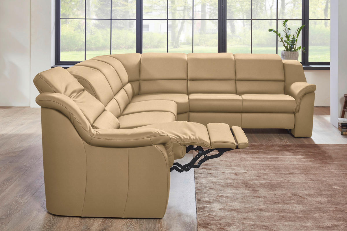 ECKSOFA  in Echtleder Beige  324/260 cm  - Chromfarben/Beige, KONVENTIONELL, Leder/Kunststoff (324/260cm) - Cantus