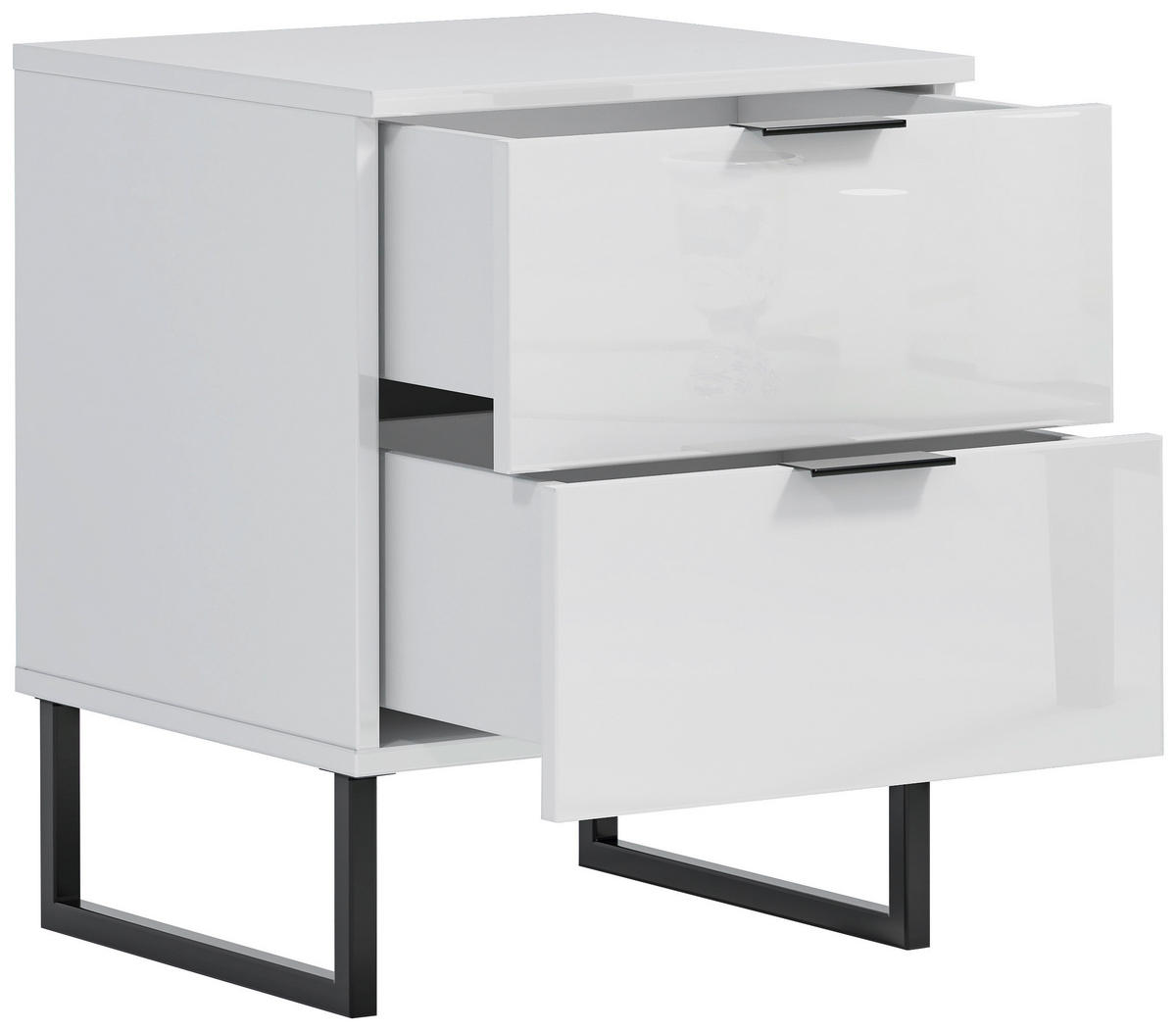 NACHTSCHRANK 45,1/56,7/43 cm  - Schwarz/Weiß, Design, Holzwerkstoff/Metall (45,1/56,7/43cm) - Novel