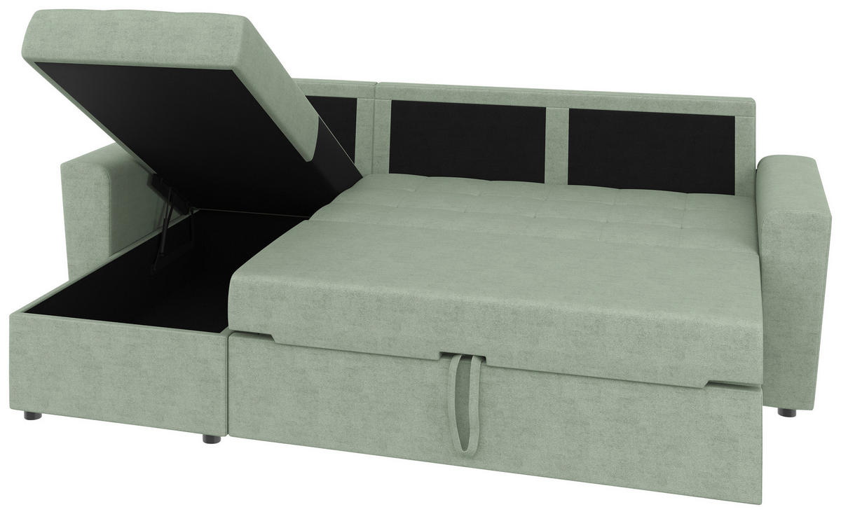 ECKSOFA TERMOLI in Jacquard Mintgrün  155/231 cm  - Schwarz/Mintgrün, Design, Kunststoff/Textil (155/231cm) - MID.YOU