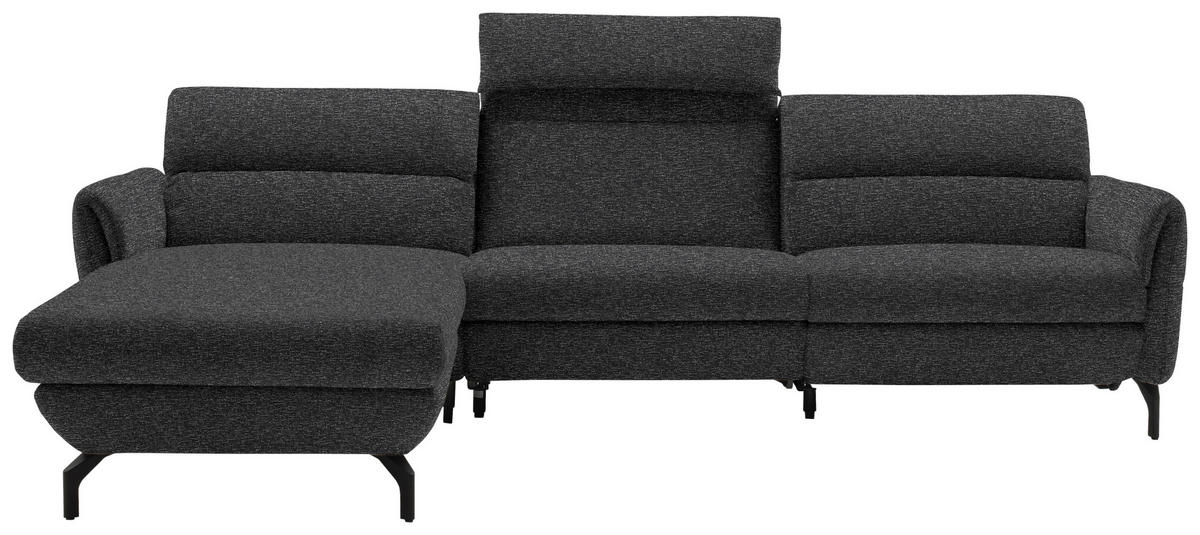 ECKSOFA Anthrazit Chenille  - Anthrazit/Schwarz, Design, Textil/Metall (187/299cm) - Schöner Wohnen