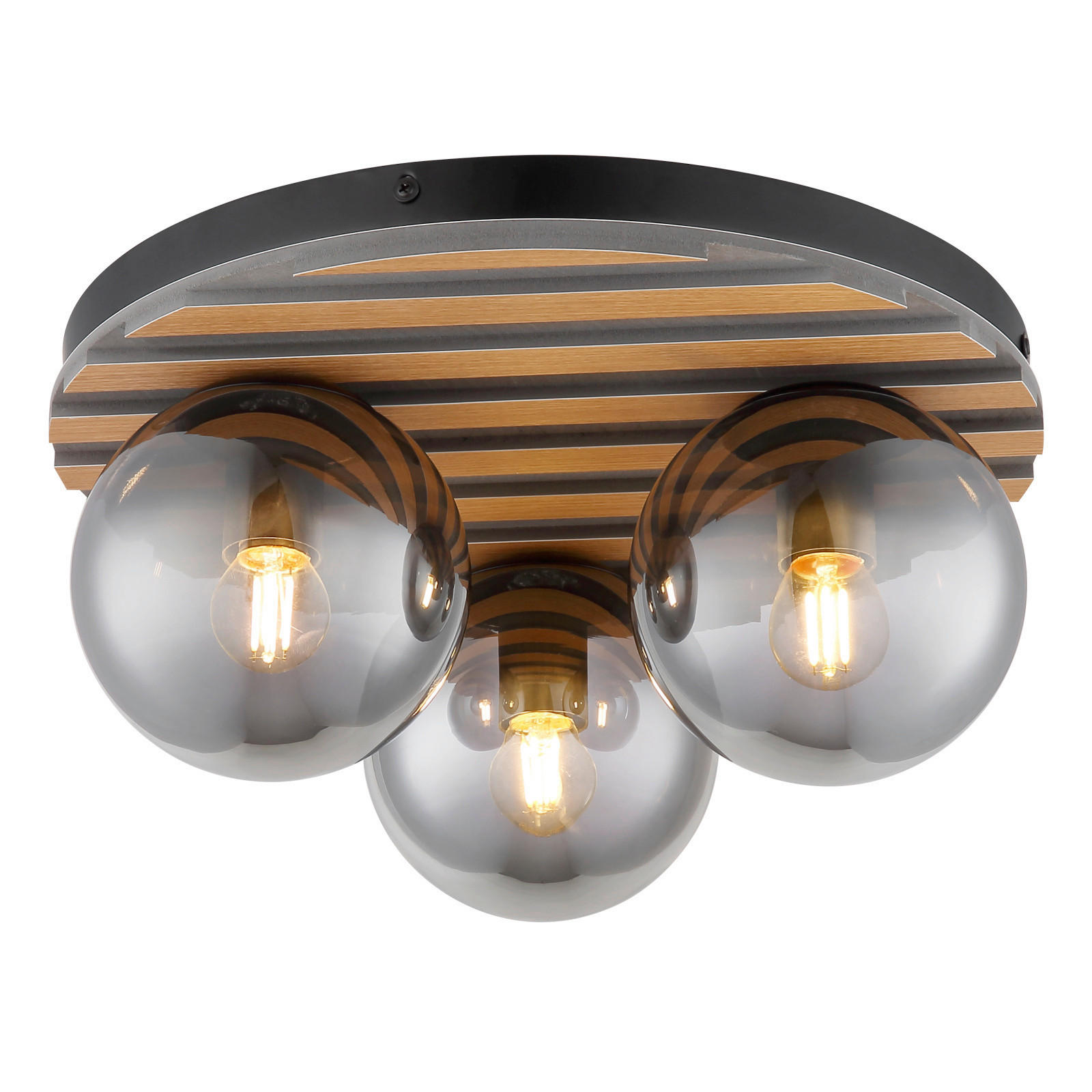 STROPNÉ SVIETIDLO, 39/20 cm  - hnedá/čierna, Basics, kov/sklo (39/20cm)