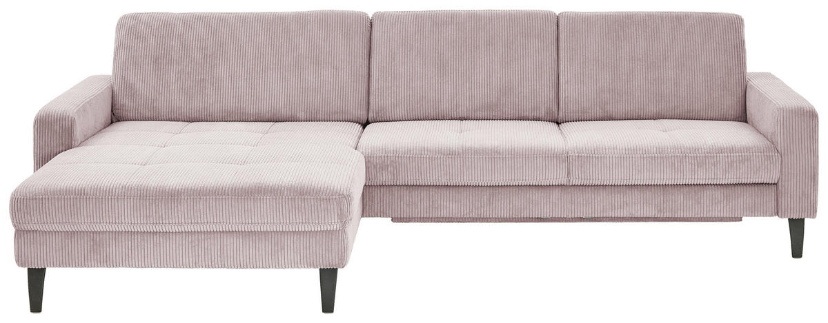 ECKSOFA in Cord Altrosa  177/302 cm  - Schwarz/Altrosa, MODERN, Textil/Metall (177/302cm) - Beldomo Style