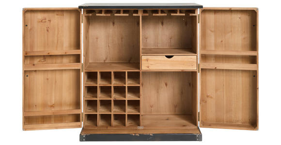 BARSCHRANK Tanne massiv Naturfarben, Schwarz  - Schwarz/Naturfarben, LIFESTYLE, Holz/Metall (84/92/46cm) - Landscape