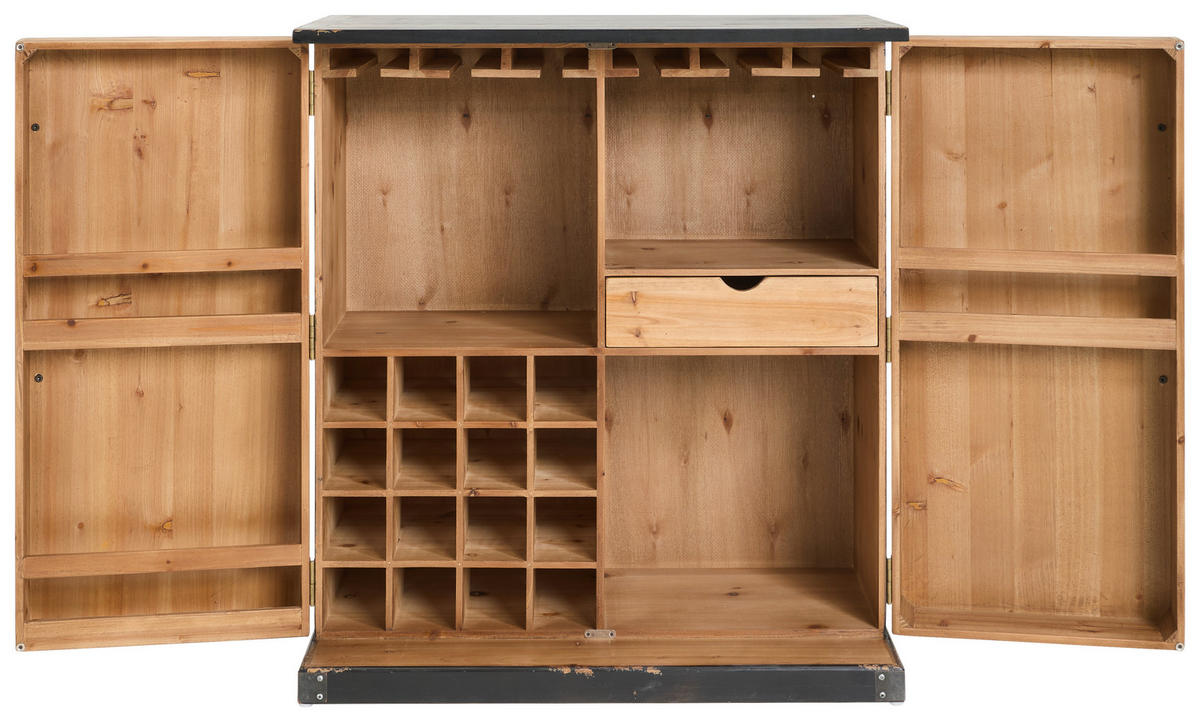 BARSCHRANK Tanne massiv Naturfarben, Schwarz  - Schwarz/Naturfarben, LIFESTYLE, Holz/Metall (84/92/46cm) - Landscape