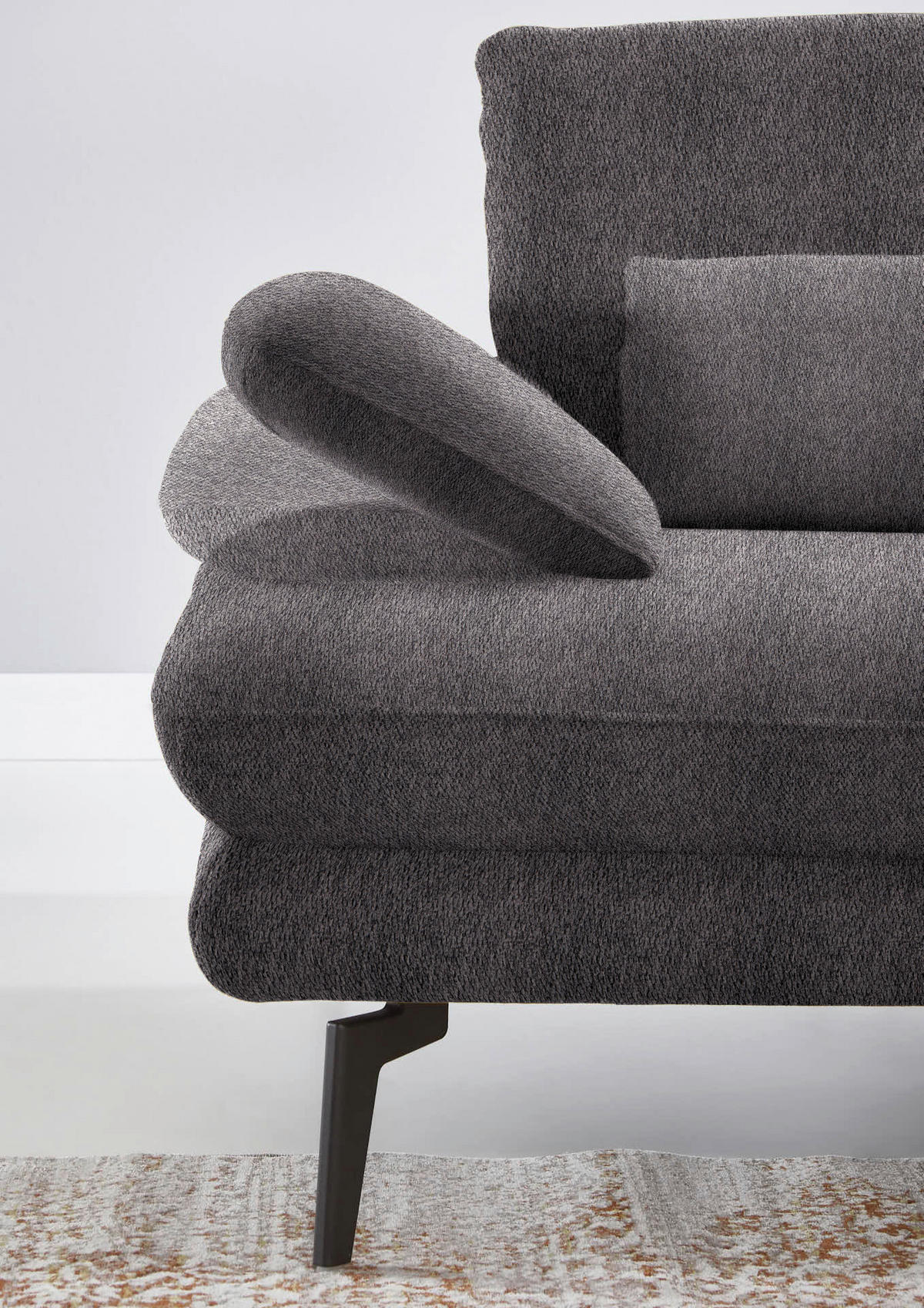 ECKSOFA in Chenille Anthrazit  - Anthrazit/Schwarz, Design, Textil/Metall (310/180cm) - Dieter Knoll