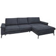 ECKSOFA in Cord, Velours Graphitfarben  - Schwarz/Graphitfarben, MODERN, Textil/Metall (180/302cm) - Venda