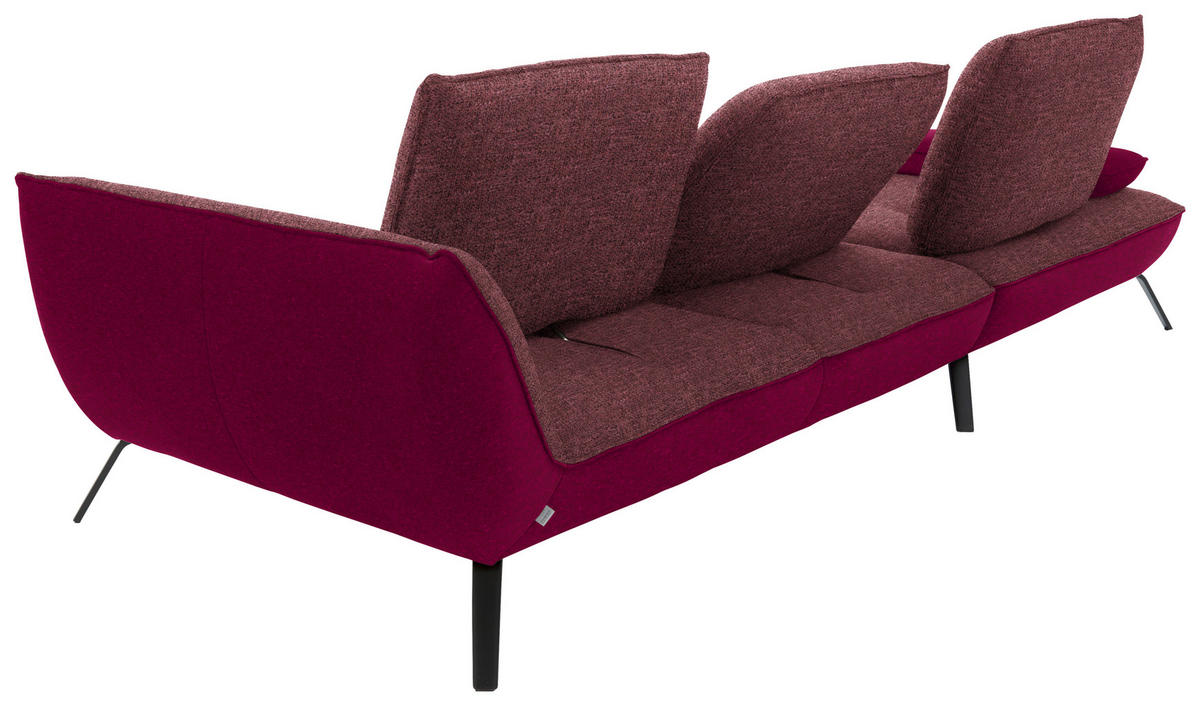 ECKSOFA in Flachgewebe Aubergine  - Aubergine/Schwarz, Design, Textil/Metall (191/301cm) - Moderano