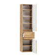 HOCHSCHRANK 40/180/35 cm - Eiche Wotan/Silberfarben, Natur, Holzwerkstoff/Kunststoff (40/180/35cm) - Xora