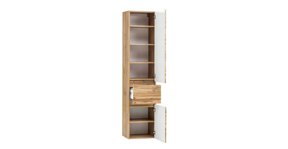 HOCHSCHRANK 40/180/35 cm - Eiche Wotan/Silberfarben, Natur, Holzwerkstoff/Kunststoff (40/180/35cm) - Xora