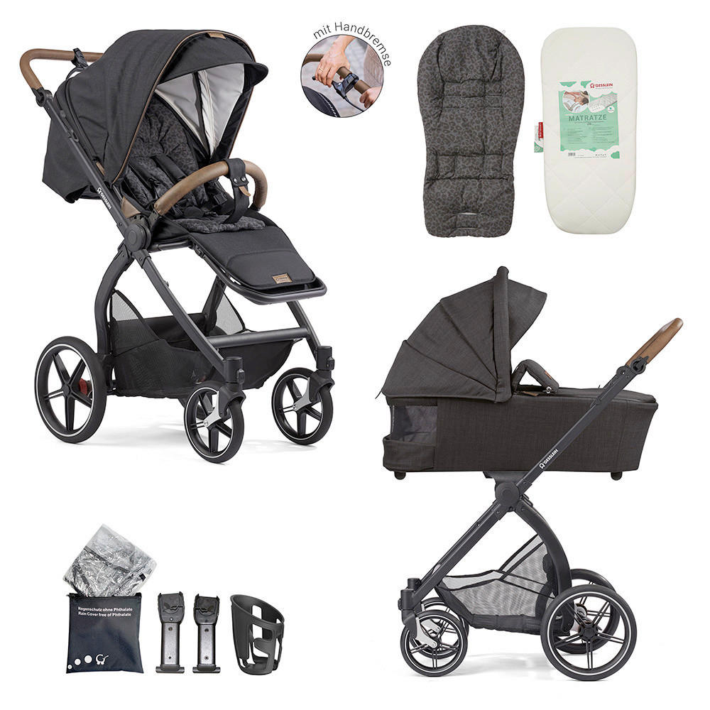 KOMBIKINDERWAGEN FX4 Swing Set mkit Handbremse  - Schwarz, Basics, Textil (100/55/130cm) - Gesslein