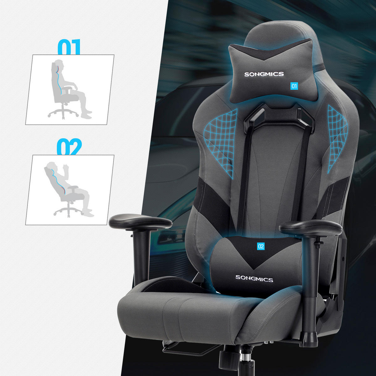 CHEFSESSEL Perkal Schwarz, Dunkelgrau  - Dunkelgrau/Schwarz, Basics, Kunststoff/Textil (71/129/70cm)