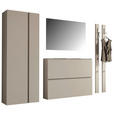 GARDEROBE 5-teilig  in 220/185/33 cm  - Taupe, Design, Glas/Holzwerkstoff (220/185/33cm) - Moderano