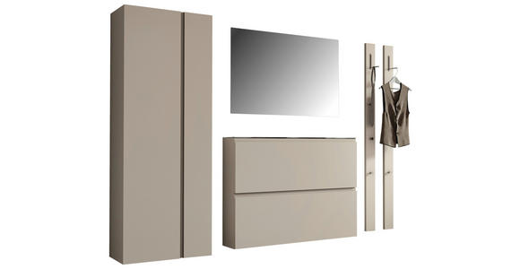 GARDEROBE 5-teilig  in 220/185/33 cm  - Taupe, Design, Glas/Holzwerkstoff (220/185/33cm) - Moderano