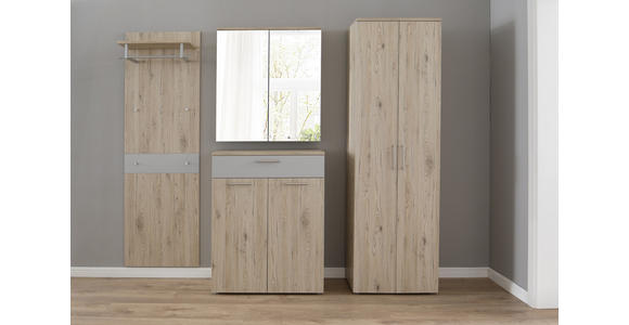 GARDEROBE 4-teilig  in 220/200/38 cm  - Eichefarben/Grau, KONVENTIONELL, Holzwerkstoff (220/200/38cm) - Moderano