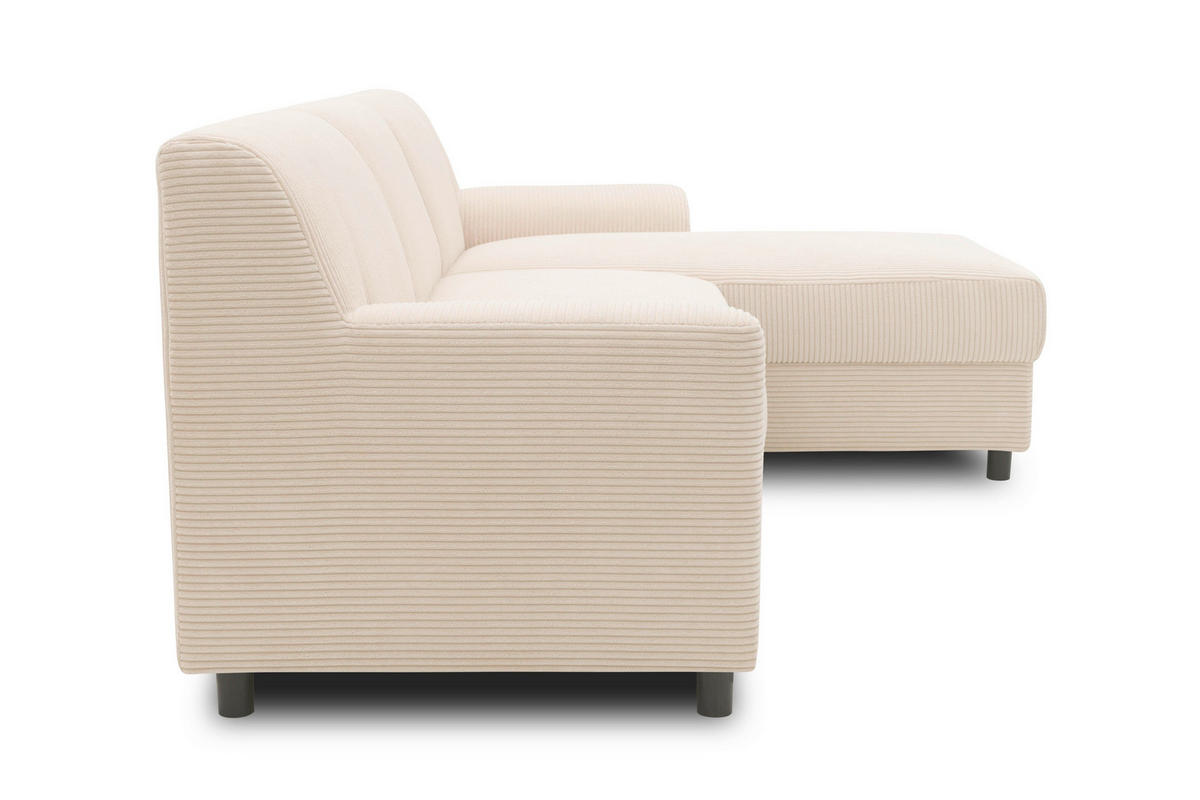 ECKSOFA CAPRI 2 Creme Cord Zierkissen  - Creme/Schwarz, Basics, Kunststoff/Textil (241/146cm) - MID.YOU