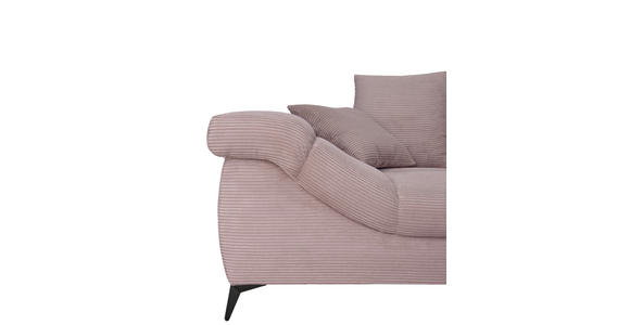 ECKSOFA Rosa Cord Rückenkissen, Armlehnenkissen, Rücken echt  - Schwarz/Rosa, KONVENTIONELL, Textil/Metall (332/231cm) - Carryhome