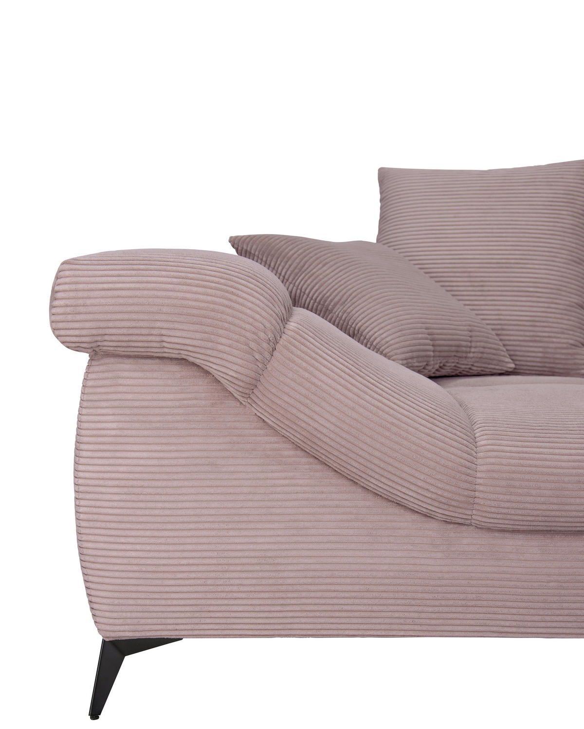 ECKSOFA Rosa Cord Rückenkissen, Armlehnenkissen, Rücken echt  - Schwarz/Rosa, KONVENTIONELL, Textil/Metall (332/231cm) - Carryhome
