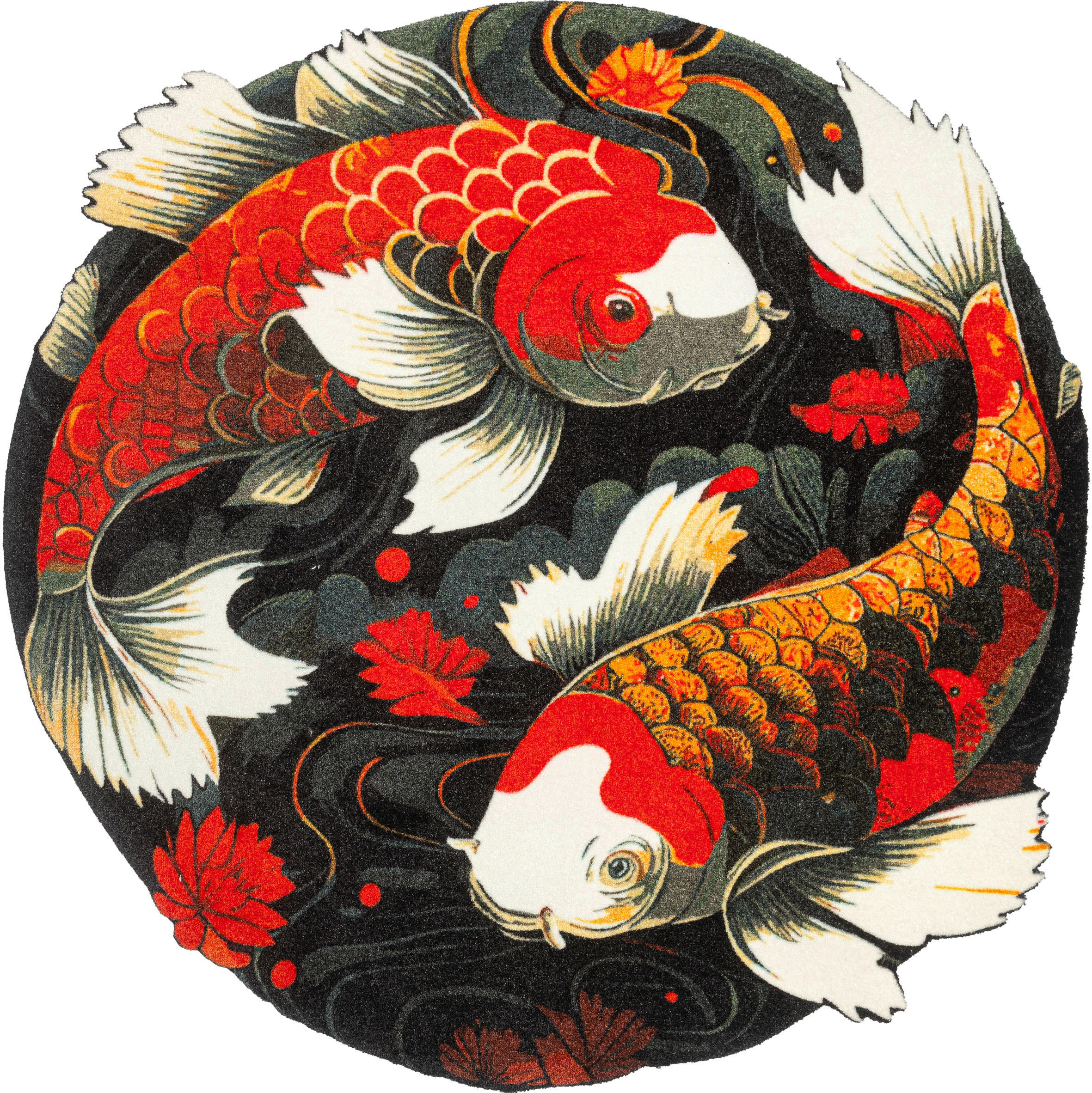 FLACHWEBETEPPICH 90 cm Koi Couple Multicolor - Multicolor, Trend, Kunststoff/Textil (90cm) - wash+dry