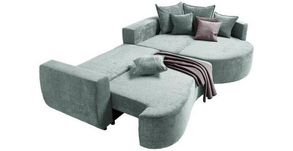 ECKSOFA in Chenille Mintgrün  - Schwarz/Mintgrün, Design, Kunststoff/Textil (307/194cm) - Carryhome