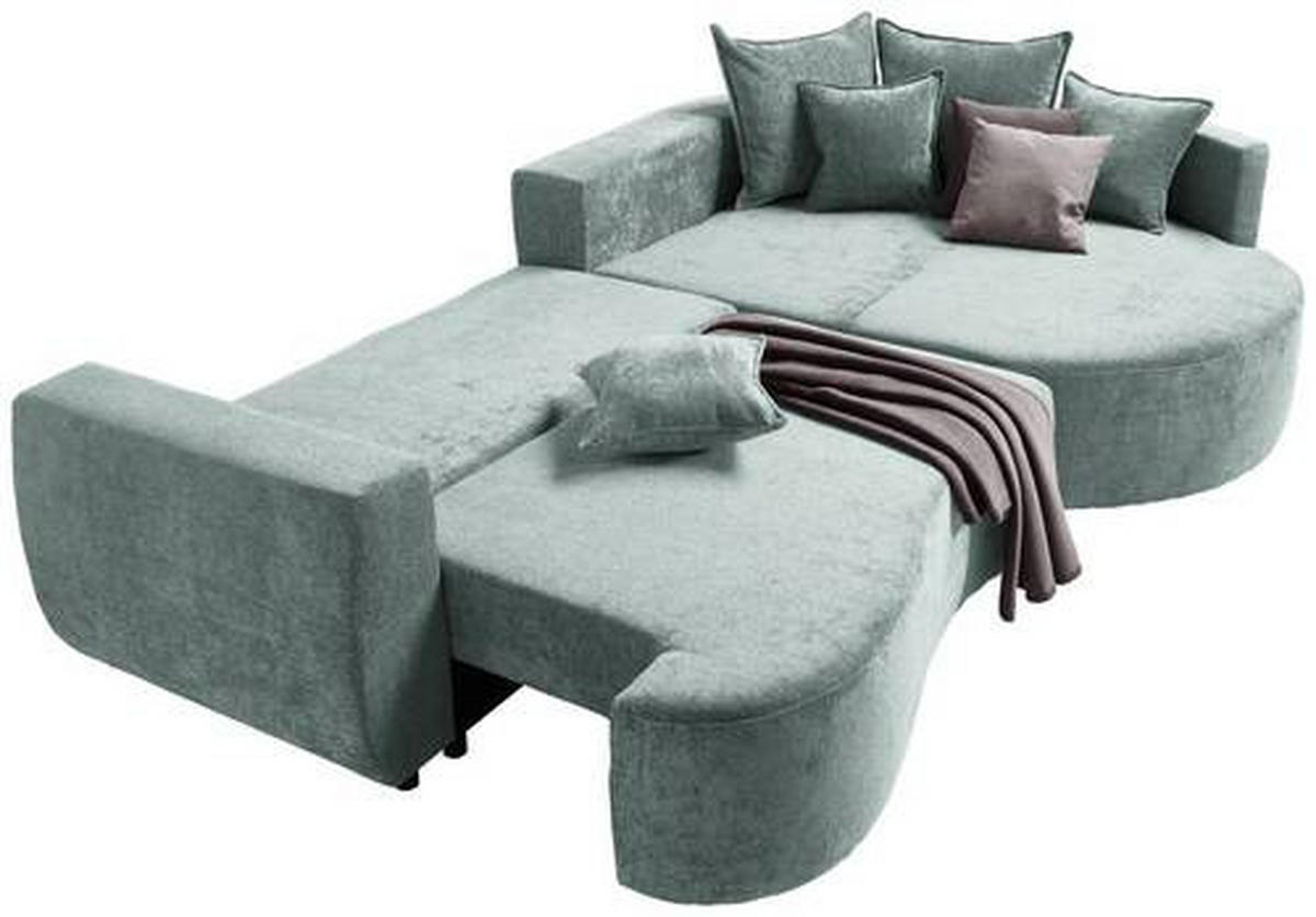 ECKSOFA in Chenille Mintgrün  - Schwarz/Mintgrün, Design, Kunststoff/Textil (307/194cm) - Carryhome