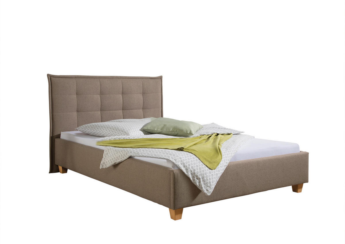POLSTERBETT 140/200 cm,  in Hellbraun,  - Hellbraun/Naturfarben, MODERN, Holz/Textil (140/200cm) - Livetastic