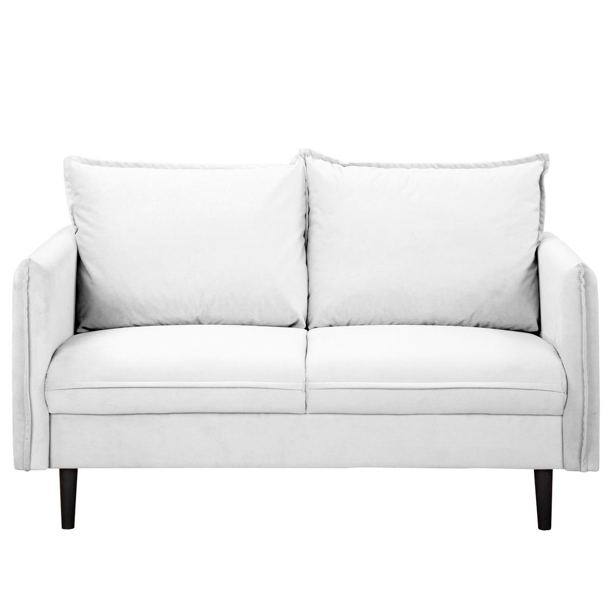 2-SITZER-SOFA Samt Weiss  - Weiss/Schwarz, Design, Holz/Textil (138/86/100cm) - P & B
