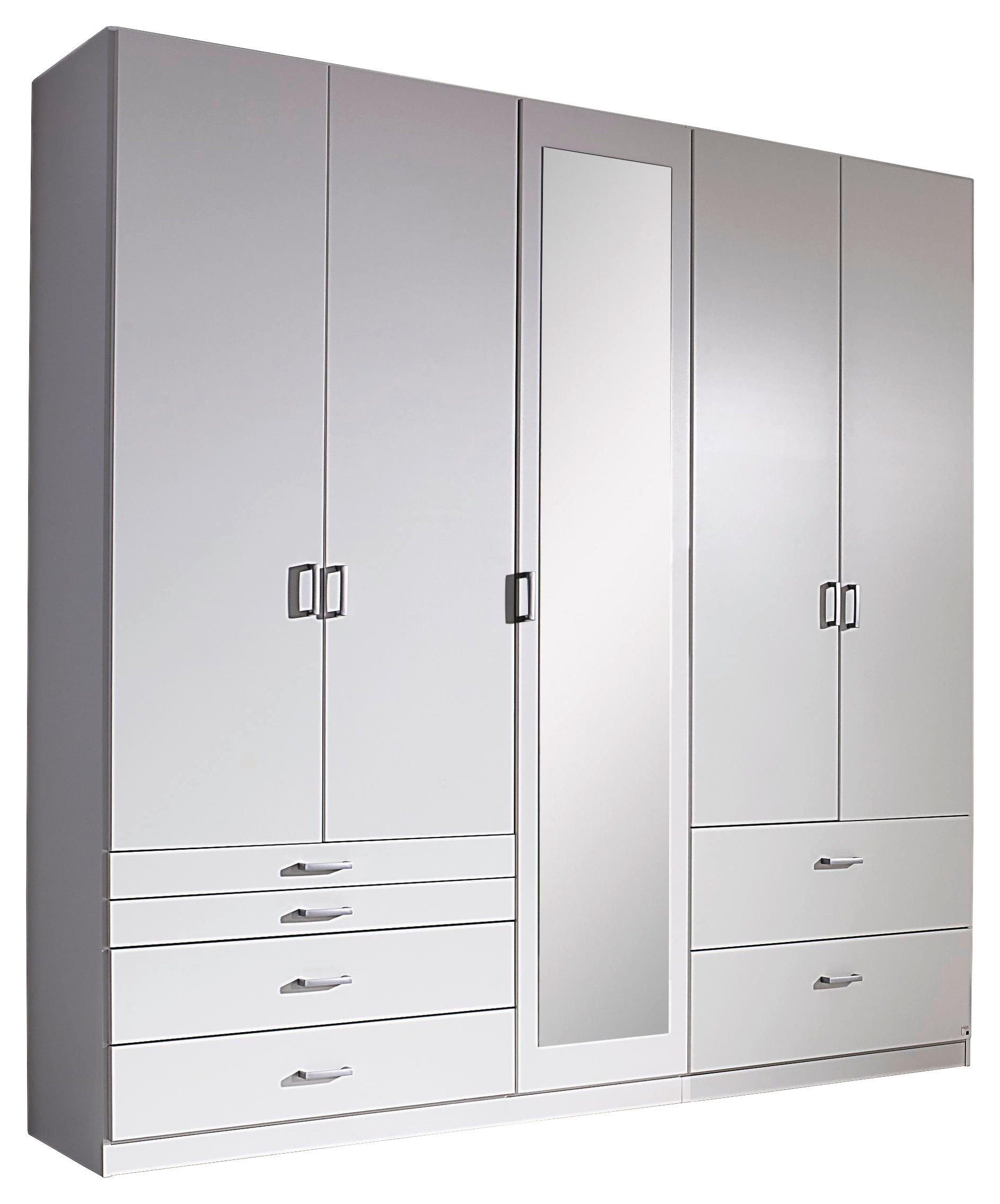 DREHTÜRENSCHRANK Weiss  - Weiss/Alufarben, Basics, Glas/Holzwerkstoff (226/210/54cm) - Xora