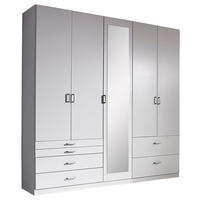 DREHTÜRENSCHRANK  in Weiß  - Alufarben/Weiß, Basics, Glas/Holzwerkstoff (226/229/54cm) - Xora