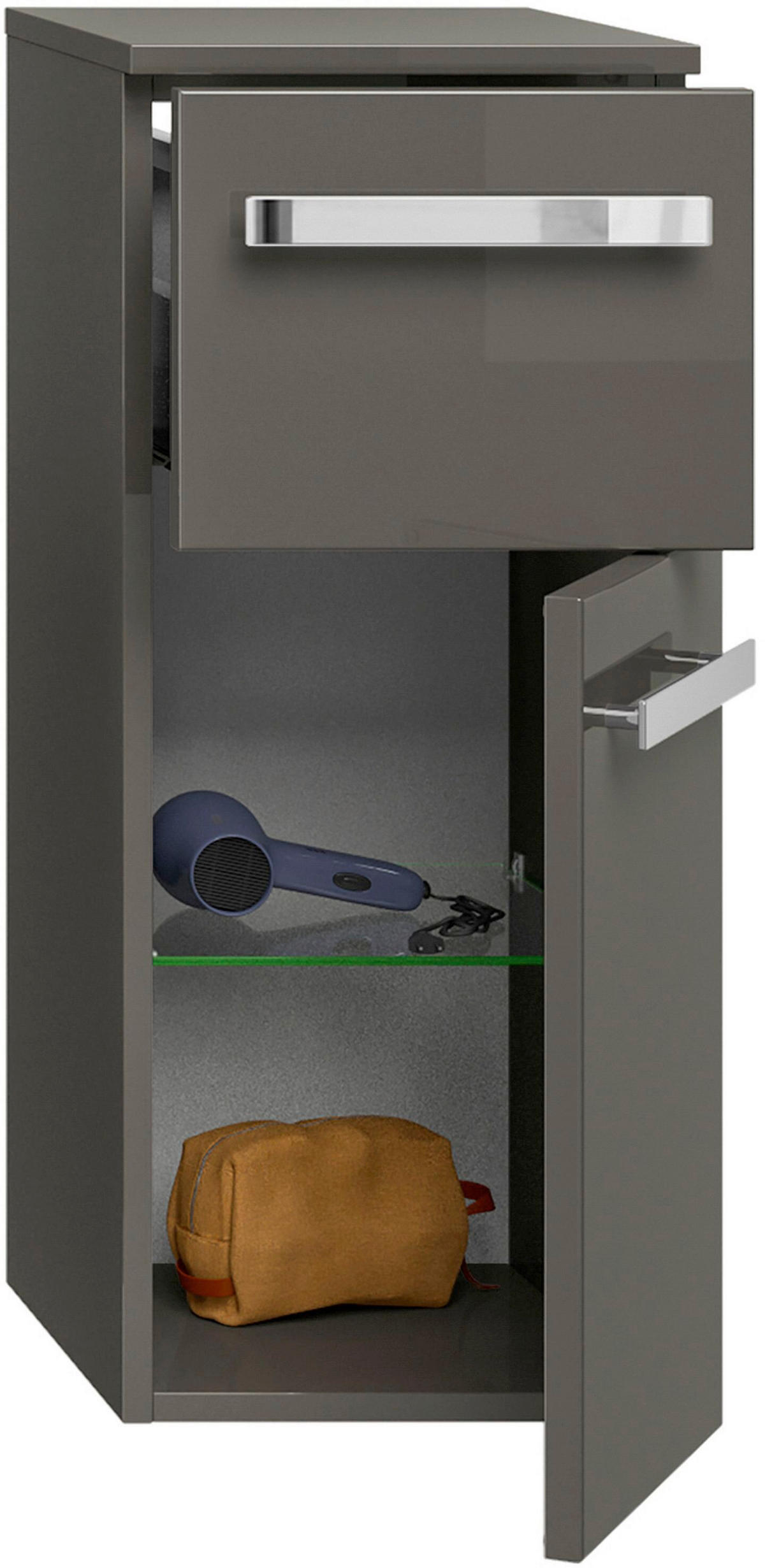 UNTERSCHRANK 30/73/33 cm   - Chromfarben/Grau Hochglanz, KONVENTIONELL, Glas/Holzwerkstoff (30/73/33cm) - Sadena