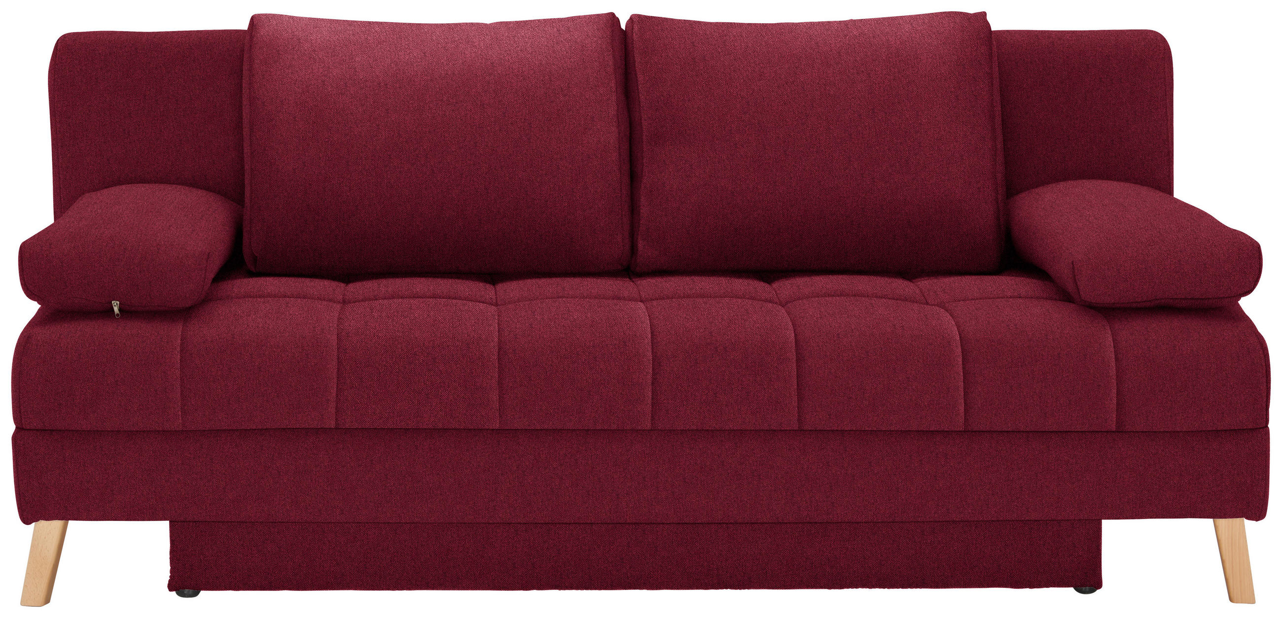 SCHLAFSOFA in Webstoff Bordeaux  - Bordeaux/Naturfarben, KONVENTIONELL, Holz/Textil (195/90/90cm) - Cantus