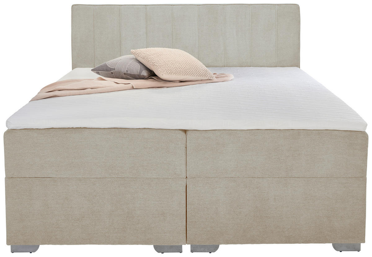 BOXBETT 200/200 cm  in Creme  - Chromfarben/Creme, Trend, Kunststoff/Textil (200/200cm) - Boxxx