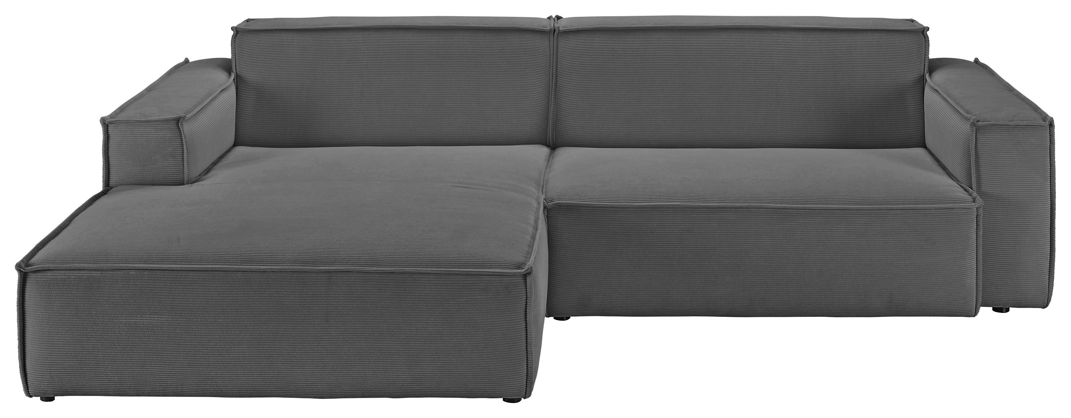 ECKSOFA Anthrazit Feincord  - Anthrazit/Schwarz, KONVENTIONELL, Kunststoff/Textil (168/276cm) - Hom`in