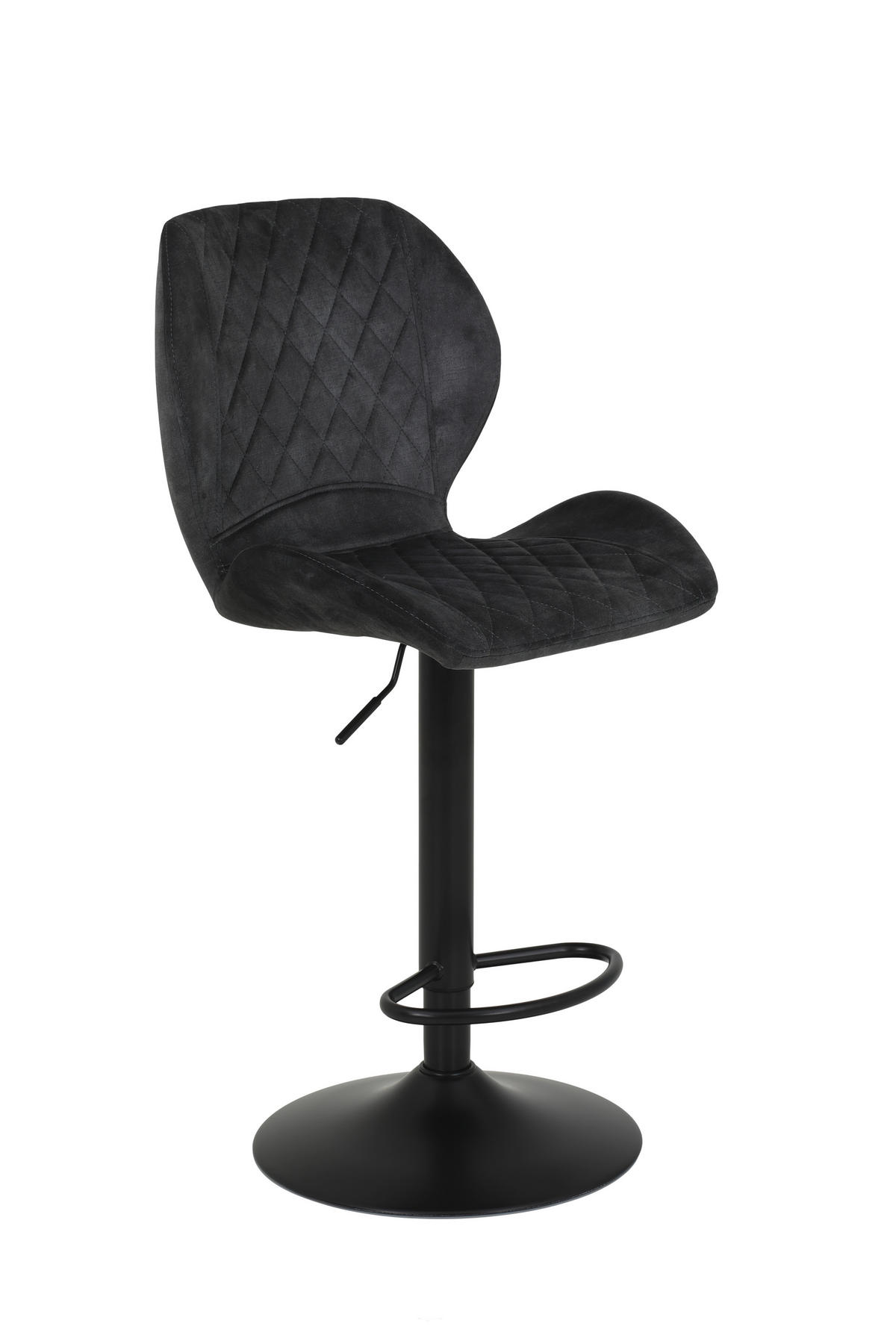 BARHOCKER Samt, Velours Anthrazit Stahl Typenauswahl, Sitzfläche 360° drehbar, abwischbar  - Anthrazit/Schwarz, MODERN, Textil/Metall (42/96-117/51cm) - MID.YOU