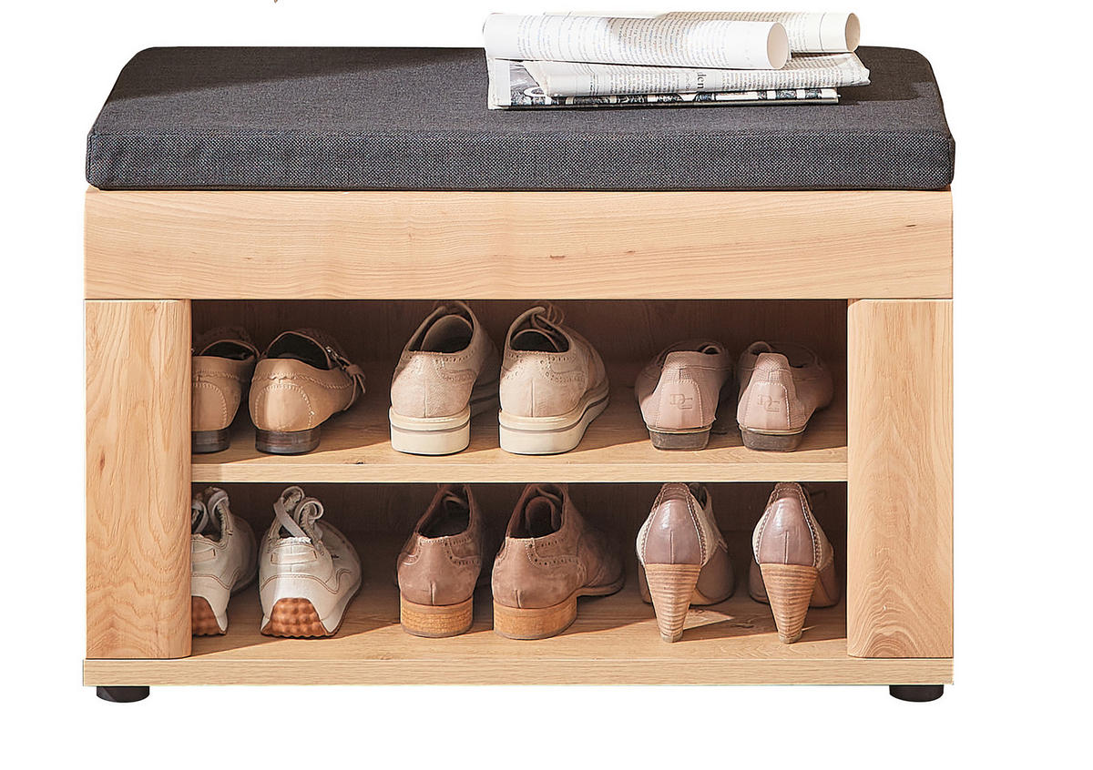 GARDEROBENBANK  in 75/49/39 cm  - Eschefarben/Anthrazit, Design, Holz/Holzwerkstoff (75/49/39cm) - Livetastic