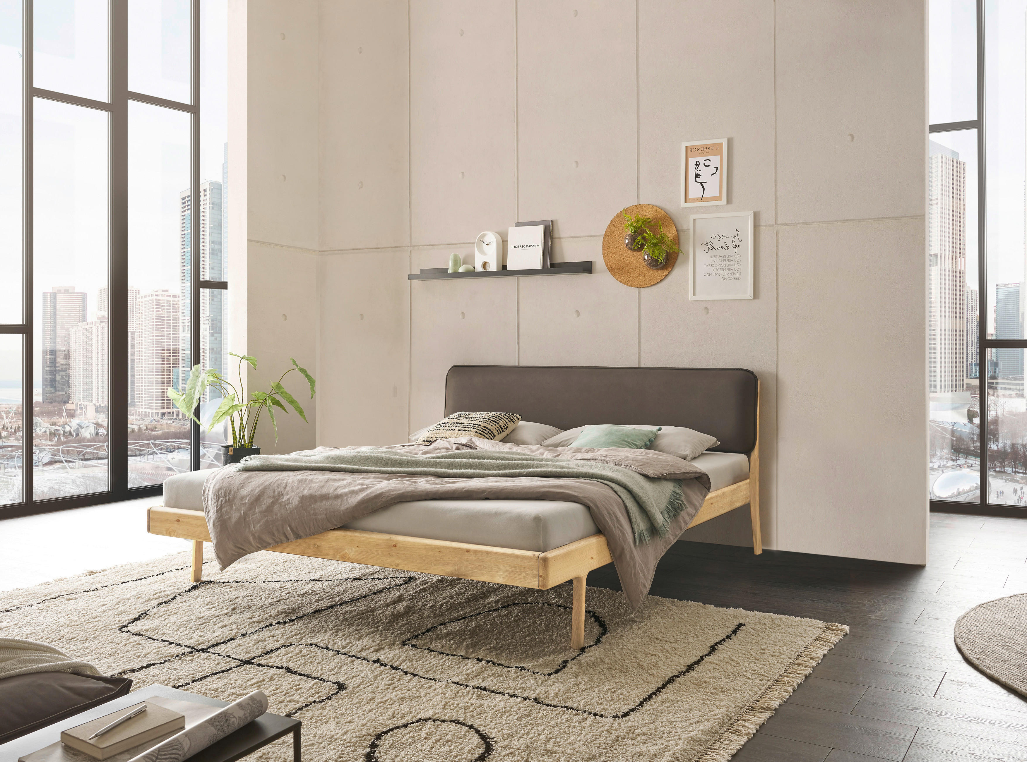 BETT 180/200 cm  in Eichefarben  - Taupe/Eichefarben, MODERN, Holz (180/200cm) - MID.YOU